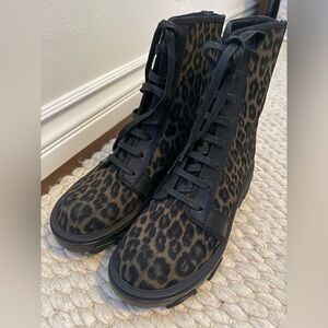 Rag & Bone Shaye Black Cheetah Lace-Up Boots